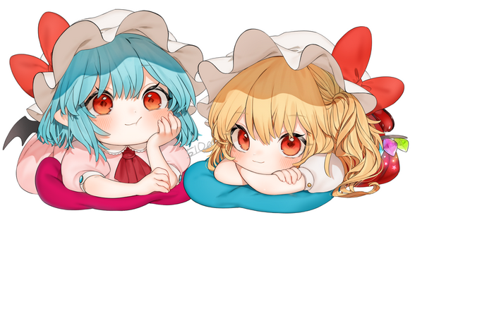 Chibi Remilia Scarlet and Flandre Scarlet from Touhou