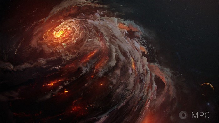 Digital art of a swirling cosmic phenomenon