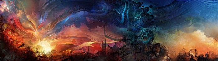 Abstract colorful dual display 4K