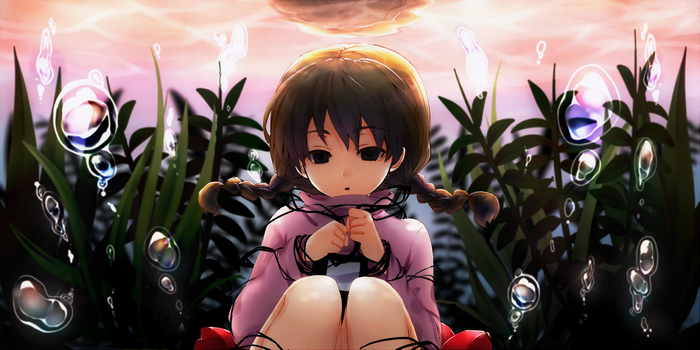 Madotsuki from Yume Nikki in a surreal environment