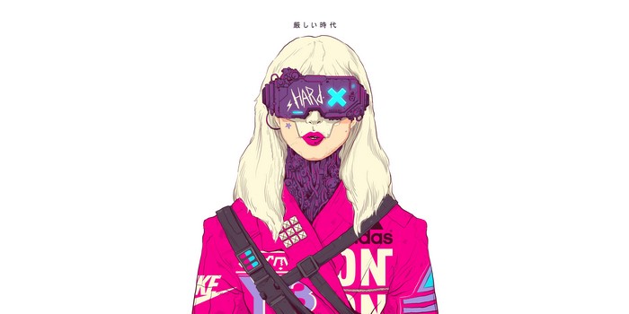 Artwork of a woman with blonde hair and VR goggles