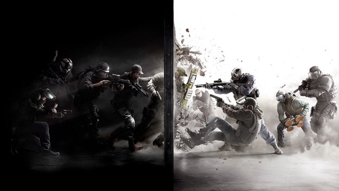 Rainbow Six Siege game art with soldiers in action