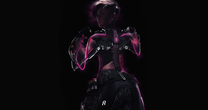 Futuristic woman with cybernetic enhancements