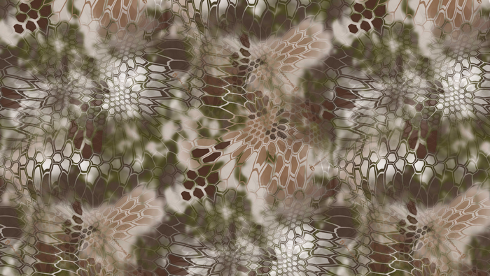 Hexagonal camouflage pattern in brown and green
