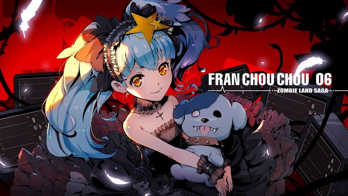 Lily Hoshikawa from Zombieland Saga with a plush dog