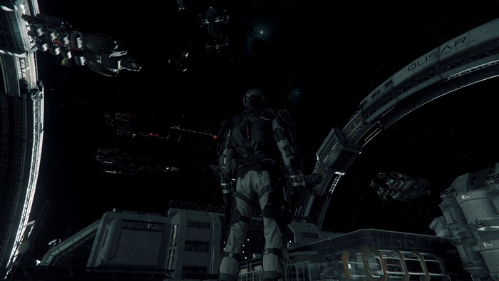 4K Star Citizen space station with ships