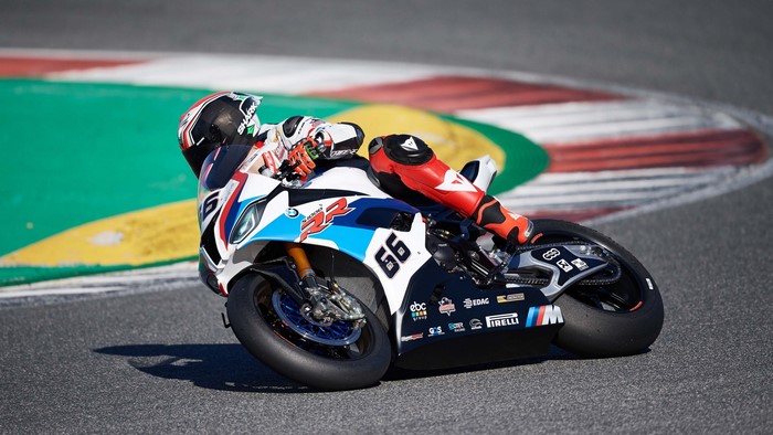 BMW S 1000 RR motorcycle racing on a track