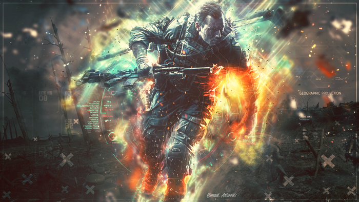 Soldier running with a rifle in Battlefield 4