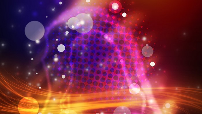 Abstract digital art with bokeh and neon shapes