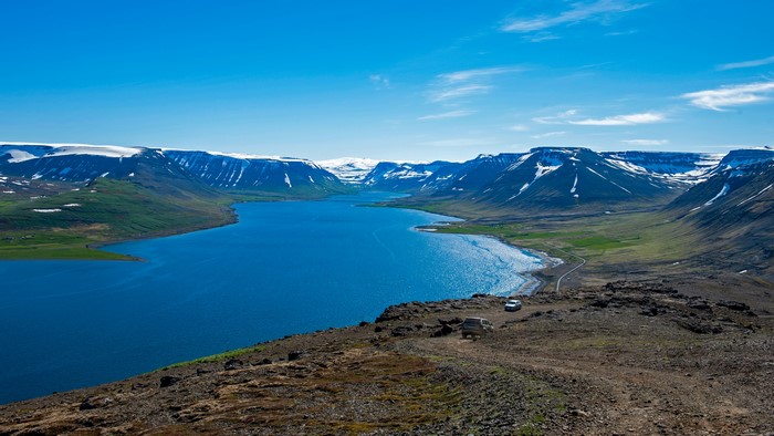 Mountains and Fjord Landscape in Iceland