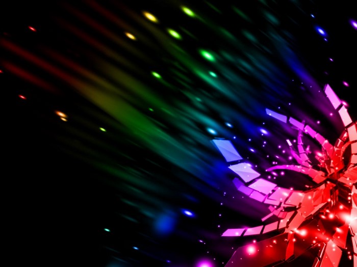 Abstract rainbow light streaks and geometric explosion