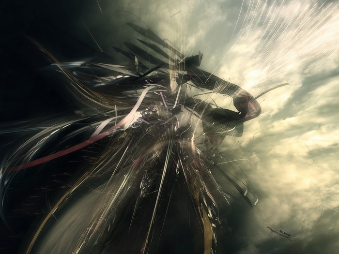 Abstract digital art with light streaks