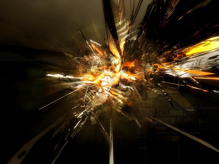 Abstract digital art with glowing orange and yellow explosion
