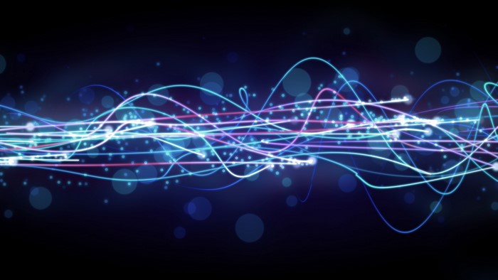 Abstract digital art with glowing lines and bokeh