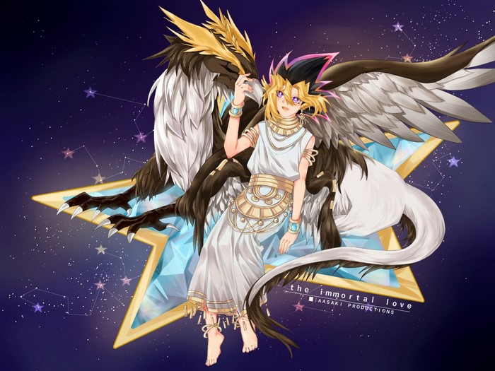 Yugi Moto with a winged creature
