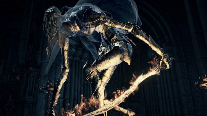 Dark Souls 3 character with flaming sword