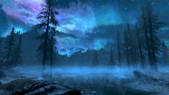 The Elder Scrolls V: Skyrim Remastered night landscape