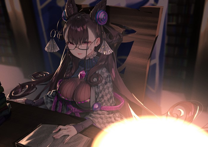 Murasaki Shikibu from Fate/Grand Order reading a book