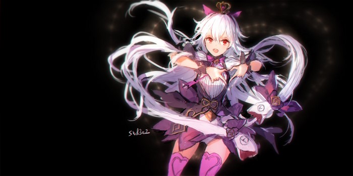 Anime girl with white hair and red eyes