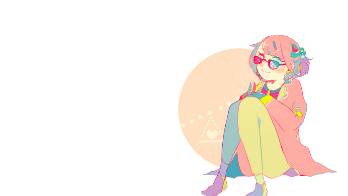 Anime girl with glasses sitting