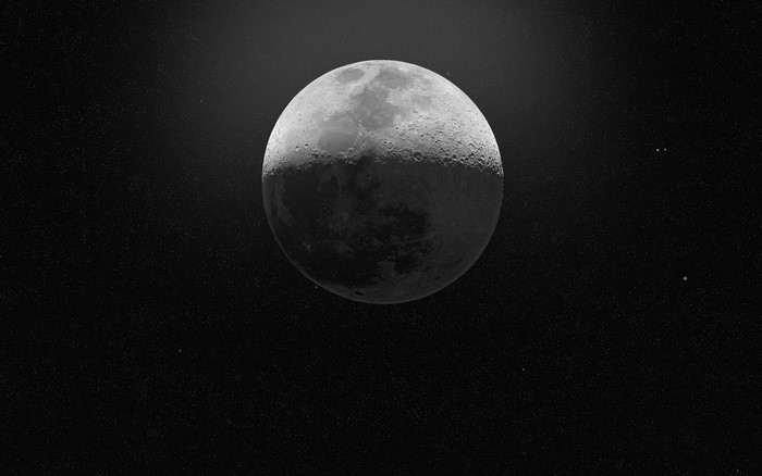4K Monochrome Moon in Space Art