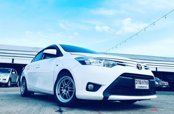 White Toyota Vios with Thai license plate
