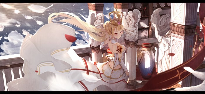 Anime girl with crown and white dress