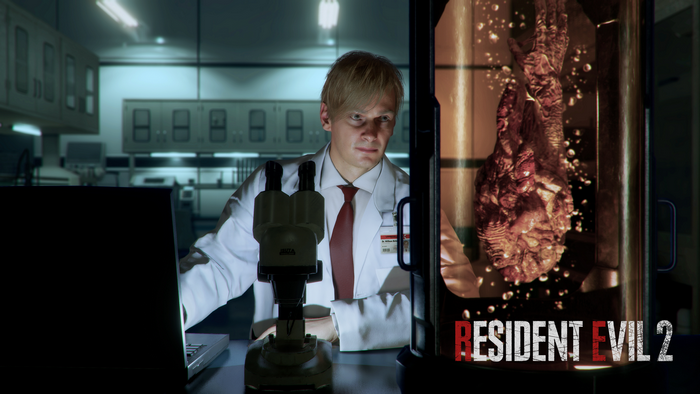 William Birkin from Resident Evil 2 in a lab
