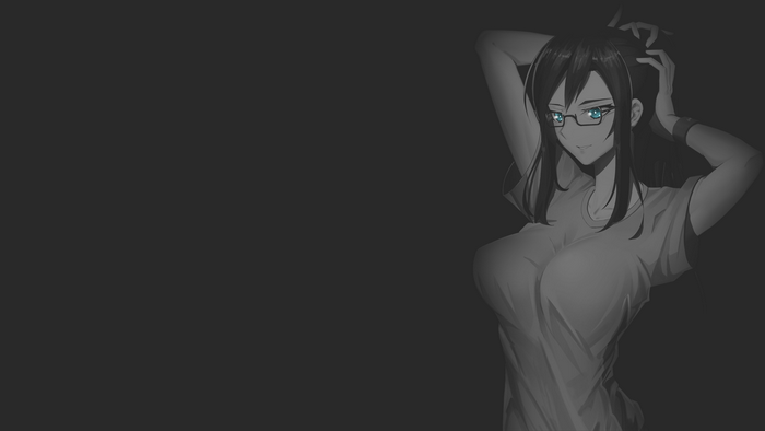 Anime girl with glasses and blue eyes