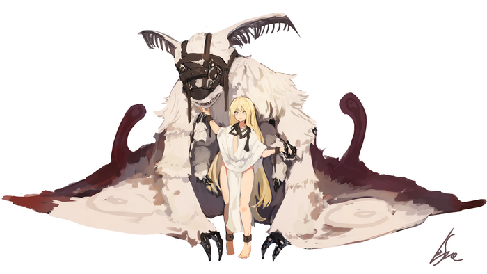 Anime girl with a fluffy monster