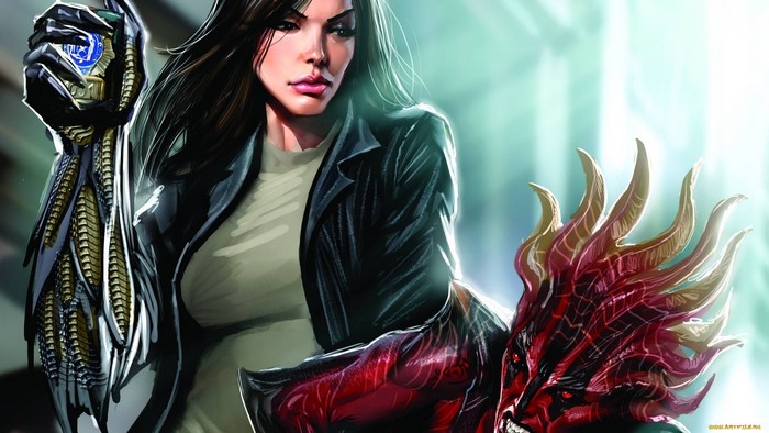Sara Pezzini and a demonic creature from Witchblade