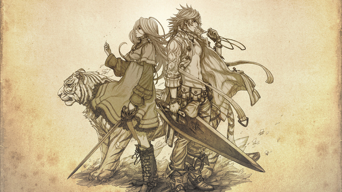 Anime characters with a tiger from The Last Story