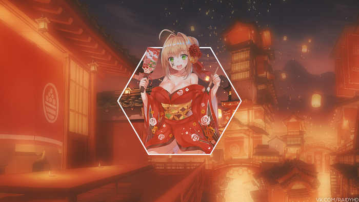 Saber from Fate/Grand Order in a kimono