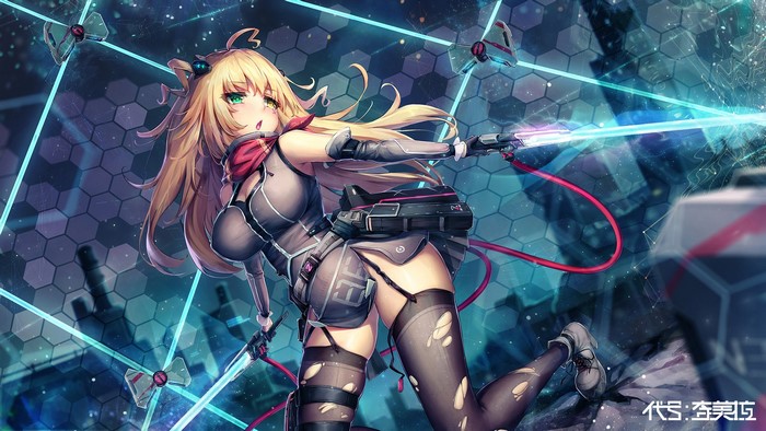 Anime girl with blonde hair and sword
