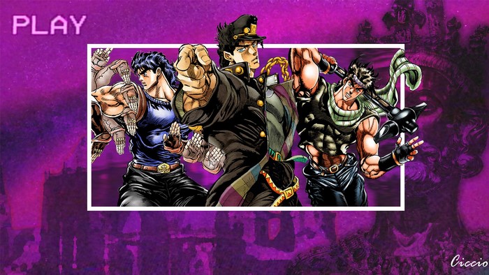 Jotaro Kujo, Joseph Joestar, and Jonathan Joestar from JoJo's Bizarre Adventure