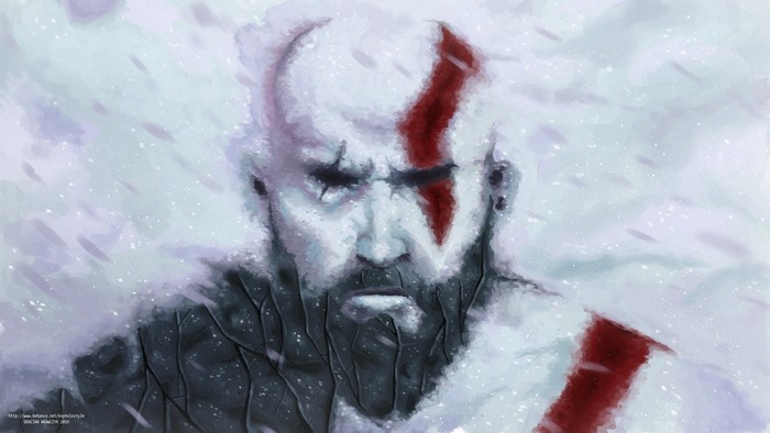 Kratos from God of War in snow
