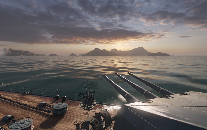 Ship guns on deck in World of Warships