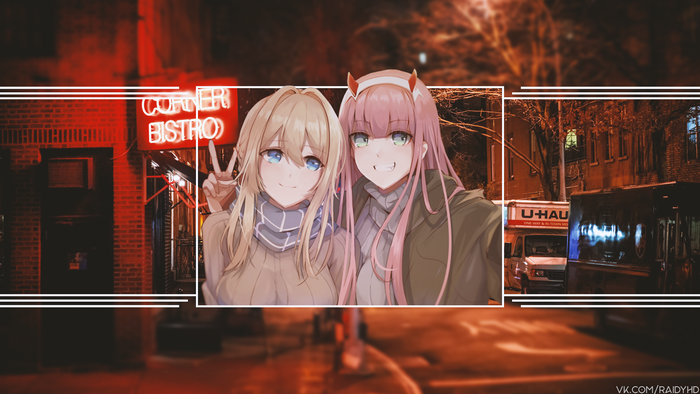 Zero Two and companion from Darling in the FranXX