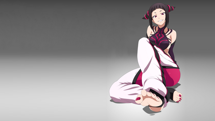 Juri Han from Street Fighter sitting