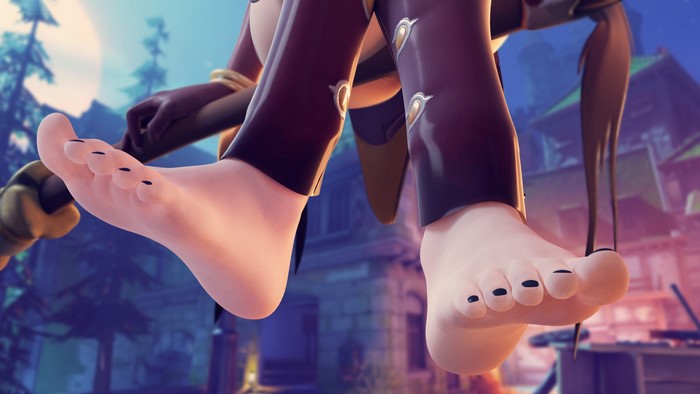 Close-Up of Painted Nails on Feet and Legs