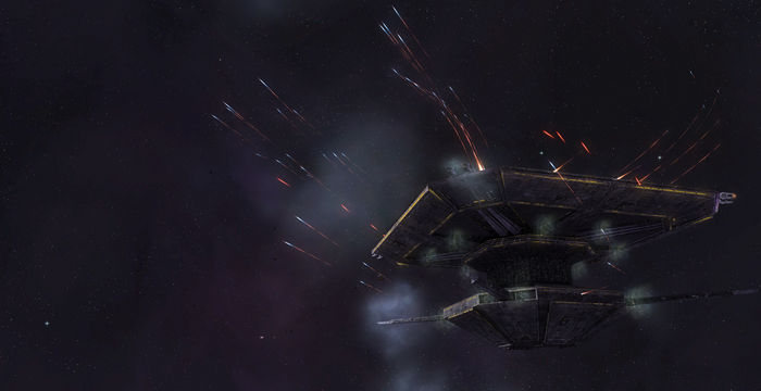 Space battle with a large space station in Sins of a Solar Empire