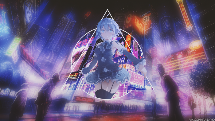 Anime girl in a futuristic city