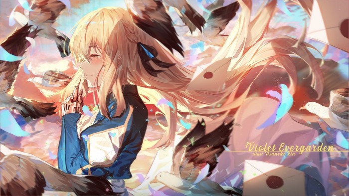 Violet Evergarden with Birds and Letters