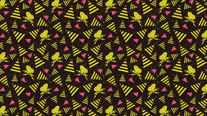 Yellow creature with striped triangles pattern