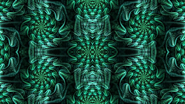 Abstract fractal pattern in teal and green