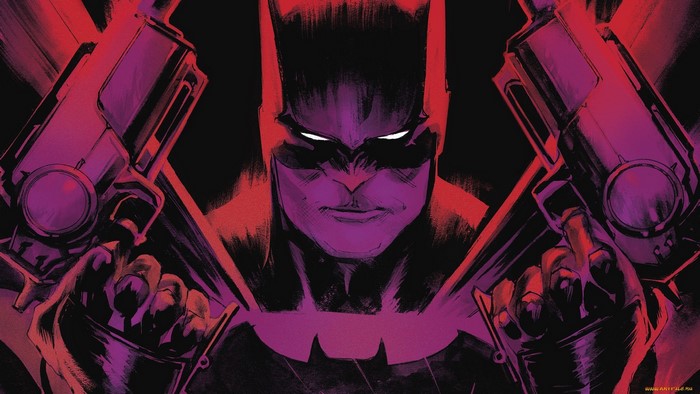 Batman holding two guns
