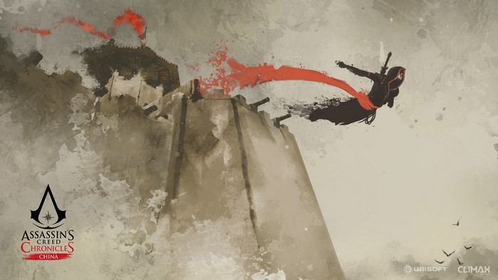 Assassin's Creed Chronicles: China character leaping from a wall