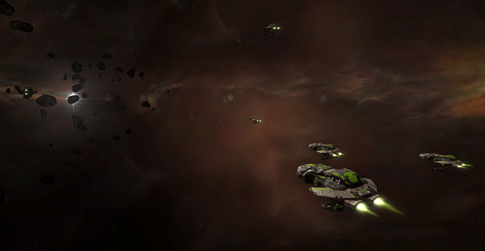 Sins of a Solar Empire space battle with asteroids