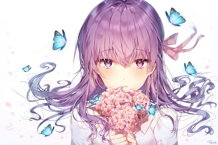 Matou Sakura from Fate Series with butterflies