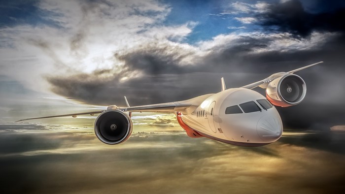 4K Airplane flying through stormy clouds